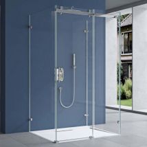 Sogood - Cabine de douche rectangulaire pour un seul mur 90X100X195 paroi de douche Ravenna17-2UK en forme u verre transparent - Transparent