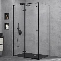 Sogood Cabine de Douche Transparent Noir avec Porte Pivotante Paroi de Douche Verre de Sécurité Nano Ravenna64 90x100x195cm avec Receveur de Douche