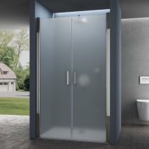 Sogood - Double portes de douche à l'italienne opaque 115x195cm parois autolevantes pivotantes Teramo24VS avec traitement nano anti-calaire - Opaque