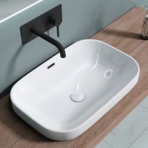 Lavabo vasque a encastrer lave mains blanc en céramique evier design Bruxelles5082 61,6x41,5x16,5cm - Doporro