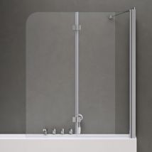 Sogood - doporro Paroi de baignoire 70x120x140cm pare baignoire fixe plus 2 volets verre trempé transparent 6mm côté droite Cortona113