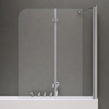 Sogood - doporro Paroi de baignoire 80x120x140cm pare baignoire fixe plus 2 volets verre trempé transparent 6mm côté droite Cortona113