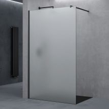 Sogood - Paroi de Douche à L'italienne Opaque Pare-Douche Profilé Noir Verre de Sécurité 8mm 140x200 cm Stabilisateur Rectangulaire Bremen01VS