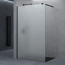 Sogood - Paroi de Douche à L'italienne Opaque Pare-Douche Profilé Noir Verre de Sécurité 10mm 140x200 cm Stabilisateur Rond Bremen02VS - Opaque