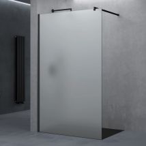 Sogood - doporro Paroi de Douche à L'italienne Opaque 120cm Pare-Douche Verre de Sécurité 10mm Bremen02VS 120x200cm Profilé Noir Stabilisateur Rond
