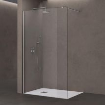 Doporro - Paroi de Douche à L'italienne Transparent Verre de Sécurité 8mm Bremen01K 110x200cm Profilé Chromé avec Stabilisateur en Acier Inoxydable