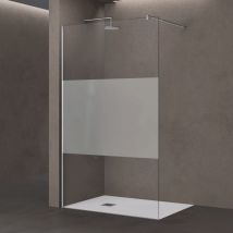 Doporro - Paroi de douche à l'italienne 120cm transparent avec bande opaque pare-douche Bremen1MS 120x200 verre de sécurité stabilisateur