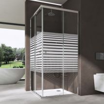 Sogood - doporro Paroi de douche en angle avec bande opauqe 90x100 cabine de douche Ravenna16MS avec portes coulissantes 90x100x190cm