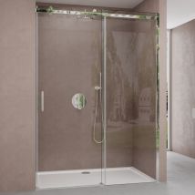 Doporro - Porte de Douche Transparent pour Niche 135cm Paroi de Douche avec Porte Coulissante Teramo4 en Verre de Sécurité Anticalcaire 135x195cm