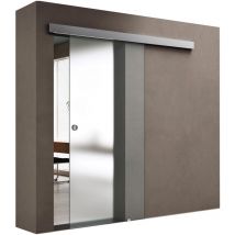 Doporro - Porte Coulissante en Verre pour L'intérieur Verre de Sécurité Opaque Porte Glissante Distance au Mur de 15mm Poignée Ronde 90cm x 205cm