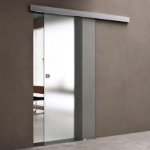 Doporro - Porte Coulissante en Verre pour L'intérieur Verre de Sécurité Opaque Porte Glissante Distance au Mur de 15mm avec Amortisseur Poignée Ronde