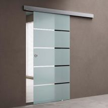 Sogood - doporro Porte coulissante intérieure en verre porte glissante distance au mur de 15mm pour chambre cuisine buro 77,5cm x 205cm poignée de