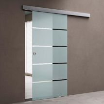 Sogood - doporro Porte coulissante intérieure en verre porte glissante distance au mur de 15mm pour chambre cuisine buro 90cm x 205cm avec