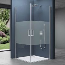 Sogood - Portes de douche autolevantes avec bande opaque 85x85 paroi de douche Ravenna24MS pare douche en angle 85x85x190cm - Transparent avec bande