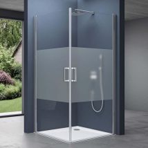 Sogood Portes de douche autolevantes avec bande opaque 85x75 paroi de douche Ravenna24MS pare douche en angle 85x75x190cm