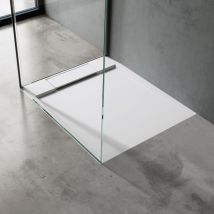 Doporro Receveur de Douche Design Ultra Plat 4 cm Bac à Douche Rectangulaire en Solid Surface Blanc Mat Geoma04 75x80x4 cm