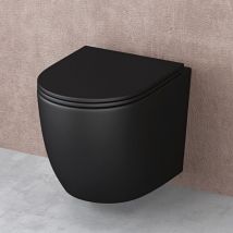 Wc Suspendu Gris Noir Mat Cuvette Céramique Toilette Abattant Silencieux avec Frein de Chute Aix179 - Doporro