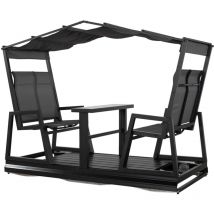 Sojag Aluminium Gartenschaukel Carleton für 4 Personen Schwarz 223x112x192 cm