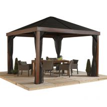 Sojag Pavillon Valencia 12x12 Holz-Edition, holzoptik, 363 x 363 x 310 cm (L x B x H), Aluminium