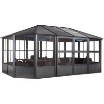 Pavillon aluminium Jardin d'hiver Charleston 12x18 gris - Sojag