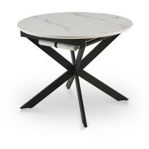 Mobilier Deco - soka - Table à manger ronde extensible effet marbre blanc