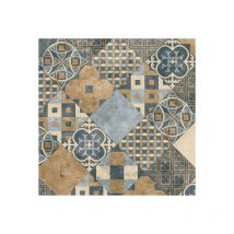 Sol pvc Best - Carreaux Art Déco - Terre de Sienne et Bleu Gris - Rouleau de 2m x 26m