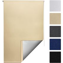 SolReflect T42 Tenda a Rullo termoisolante Oscurante + Ganci per Il Telaio Crema, 210x80x3.55 cm - Sol Royal