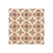 Décoweb - Sol Vinyle Kitchen - Carreaux de ciment seventies - Beige et terracotta - Rouleau de 4m x 2m