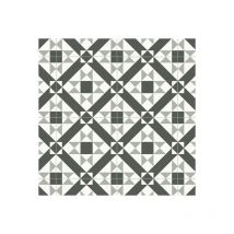 Décoweb - Sol Vinyle Style - Carreaux de ciment graphique - Noir et blanc - Rouleau de 4m x 26m