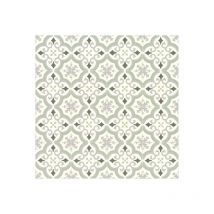 Décoweb - Sol Vinyle Textile économique - Effet carreaux de ciment arabesques - Vert et gris - Rouleau de 2m x 28m