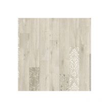 Sol Vinyle Textile - Relief 3D - Imprimé parquet clair effet pochoir volutes - Rouleau de 4m x 9m