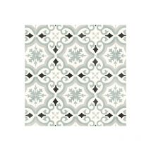 Sol Vinyle Textile - Rénove acoustique - Effet carreaux de ciment arabesque - Gris bleuté - Echantillon 15 x 20 cm