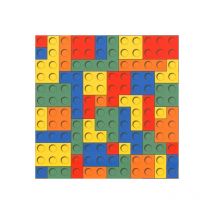 Sol Vinyle Style - Motif Puzzle jeu de briques multicolore - Rouleau de 3m x 14m