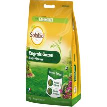 Les Doigts Verts - Solabiol Engrais Gazon - Sac 14 Kg - Jusqu'à 350m² - Double Action Reverdit Le Gazon & Élimine La Mousse - Formulation En Granulés 