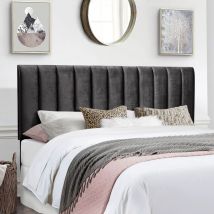 Solace Black Plush Small Double 26 inch Strutted Headboard