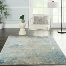 Solace SLA01 Ivory Grey Blue 244cm x 305cm Rectangle - Blue and Grey and Ivory and Multicoloured