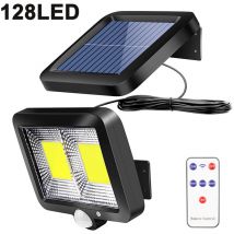 Solaire Extérieur Lumières Détecteur de Mouvement avec 128 led cob Lumineux 3 Modes d'Éclairage Sécurité Filaire Alimenté à l'Énergie Solaire