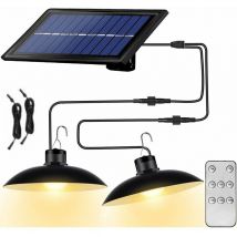 Solaire lampes Lustre solaire avec télécommande étanche 2 têtes câble 3 m - Lumière chaude