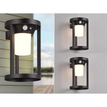 Solar Außenwandleuchte 2er set mit Bewegungsmelder & Dauerlicht, Höhe 20cm