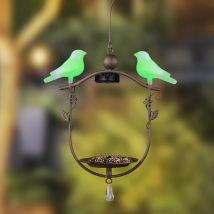 Solar LED Vogelfutterstation mit Farbwechsel – Metall, Kunststoff – B 30 x T 13,5 x H 54 cm – Ø 13,5 cm – 2 farbwechselnde LEDs