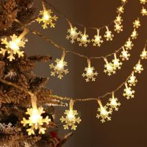 Solar-Lichterkette für den Außenbereich, 30 LEDs, 6,5 m wasserdichte Lichterdekoration, Schneeflocken-Weihnachtsdekoration für Schlafzimmer, Garten,