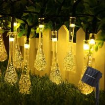 Solar-Lichterkette für den Außenbereich, 6,5 m, 30 LEDs, 8 Modi, wasserdicht, für Festivals, Partys, Garten, Terrasse, Bäume, Geburtstage (warmweiß)