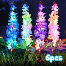 Solar Lights for Outdoor Gardens - Hyacinth Flower Solar Lanterns, Larger Solar Power Capacity, Waterproof Solar Decorative Lights (6 Pack/White)