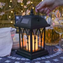Flickering Flameless led Candle Lantern 27cm Solar Power Hanging Outdoor Garden Patio Table Decoration