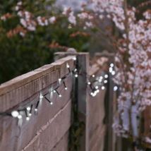 Festive Lights - 10m Solar Power Outdoor led Fairy Lights Green Cable White Garden Décor