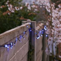 10m Solar Power Outdoor LED Fairy Lights Green Cable Blue Garden Décor