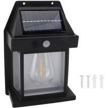 Solar Sensor Motion Wall Lights Waterproof Weather Resistant 3 Speed Adjustable Cordless Solar Wall Lamps Porch Lanterns Black