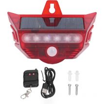 Solar-Sicherheitslicht-Alarm, solarbetrieben, simuliertes Warnlicht, 4 Modi, Fernbedienung, Bewegungssensor, wasserdichtes Solarlicht,