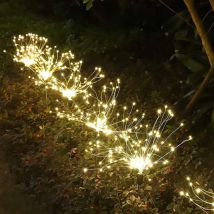 Solar Starburst Lights, 120 LED Powered 35 Copper Wires String Landscape Light-DIY Flowers Fireworks Decoration for Outdoor Garden Home Walkway Patio