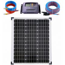 Solaranlage 50 Watt 12V Mono Laderegler 10A gelb Kabel 5 Meter Set